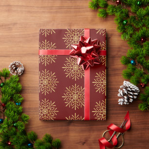 Papel De Regalo Copo de Nieve de Purpurina Dorada Navidad Fiesta R
