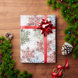 Papel De Regalo Copo de Nieve Escandinavo Rústico