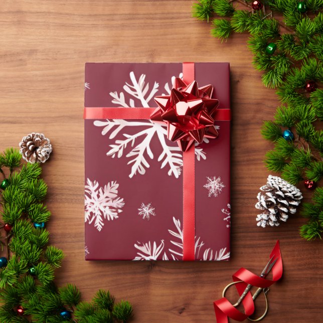 Papel De Regalo Copo de nieve rojo (Regalo de vacaciones)