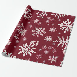 Papel De Regalo Copo de nieve rojo