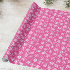 Papel De Regalo Copo de nieve rosa