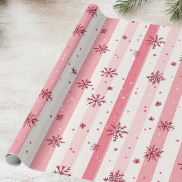 Papel De Regalo Copo de nieve rosa y banda