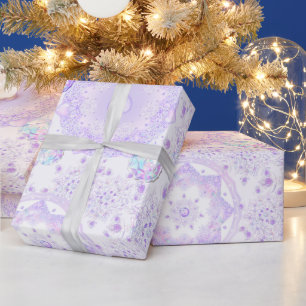 Papel De Regalo copo de nieve y corazón brillante de color púrpura