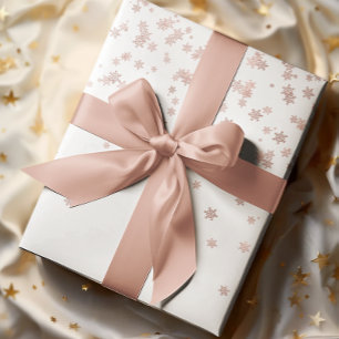 Papel De Regalo Copos de Navidad en Metalizado Rosa Dorado Navidad