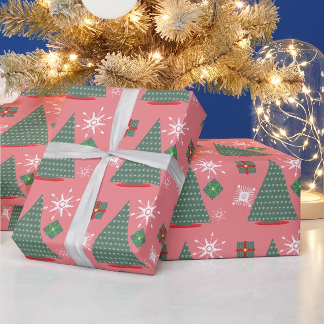 Papel de Regalo Copos de Nieve Árbol de Navidad (Vacaciones)