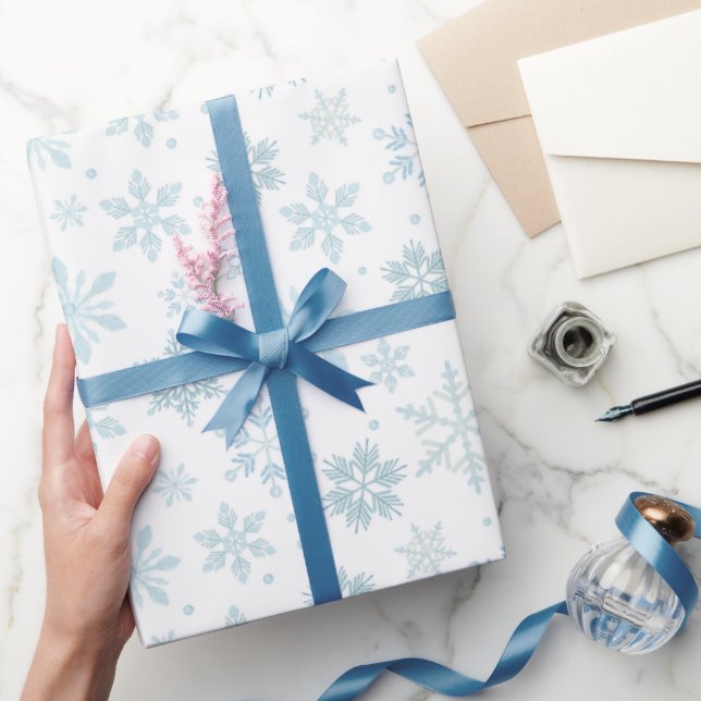 Papel de regalo Copos de Nieve Azul Invierno (Regalar)