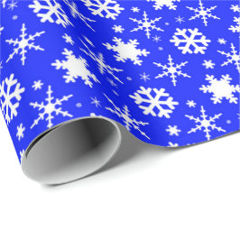 Papel De Regalo Copos de nieve azul oscuro