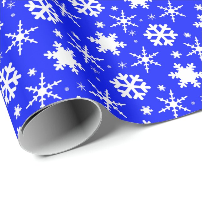 Papel De Regalo Copos de nieve azul oscuro (Esquina del rollo)