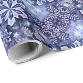 Papel De Regalo Copos de nieve azules