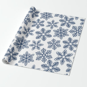 Papel De Regalo Copos de nieve azules