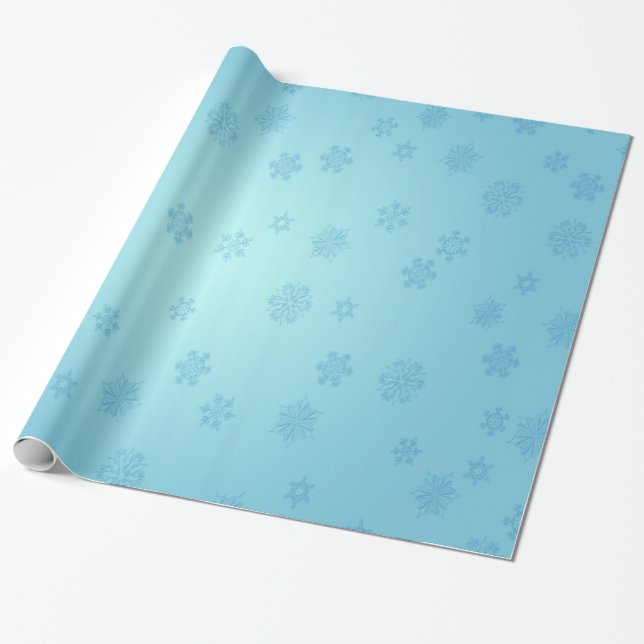 Papel De Regalo Copos de nieve azules (Desenrollado)