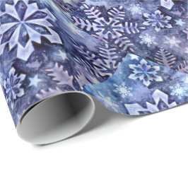Papel De Regalo Copos de nieve azules