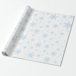 Papel De Regalo Copos de nieve azules en blanco