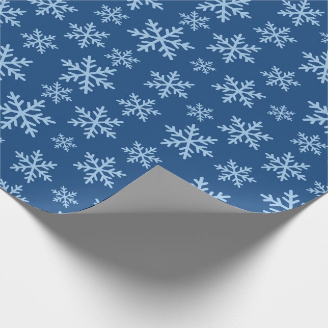 Papel De Regalo Copos de nieve azules para regalo festivo sin prob (Esquina)