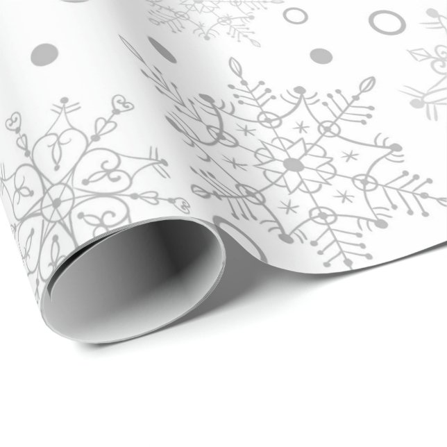 Papel De Regalo Copos de nieve blancos (Esquina del rollo)