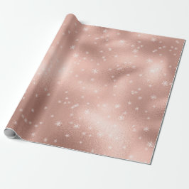 Papel De Regalo Copos de nieve blancos de oro Rosa