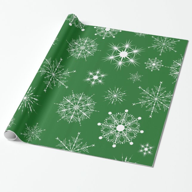 Papel De Regalo Copos de nieve blancos Diversas formas (Desenrollado)