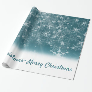Papel De Regalo Copos de nieve blancos en azul