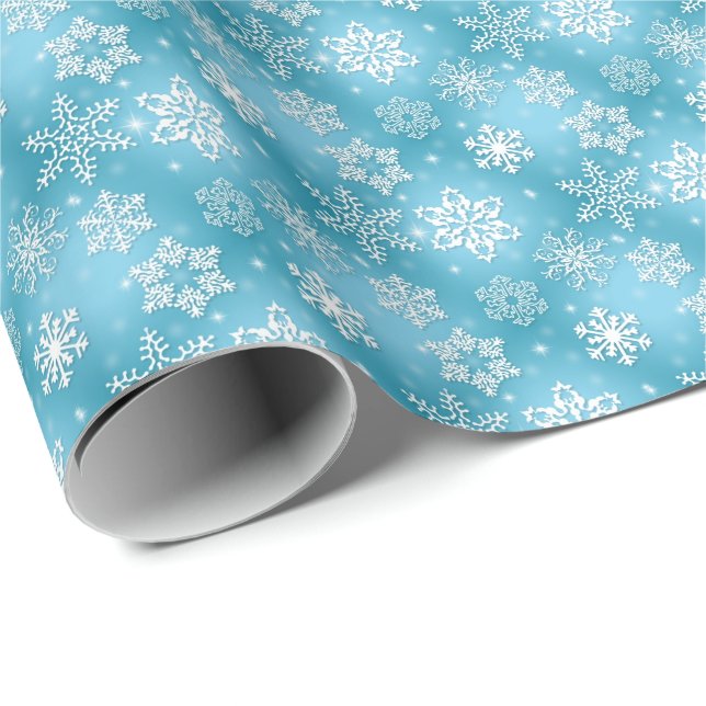 Papel De Regalo copos de nieve blancos en el agua (Esquina del rollo)