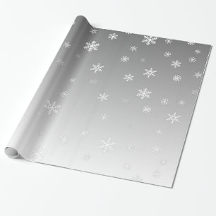 Papel De Regalo Copos de nieve blancos en la plata