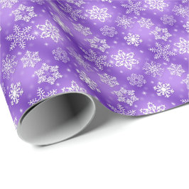Papel De Regalo copos de nieve blancos sobre morado