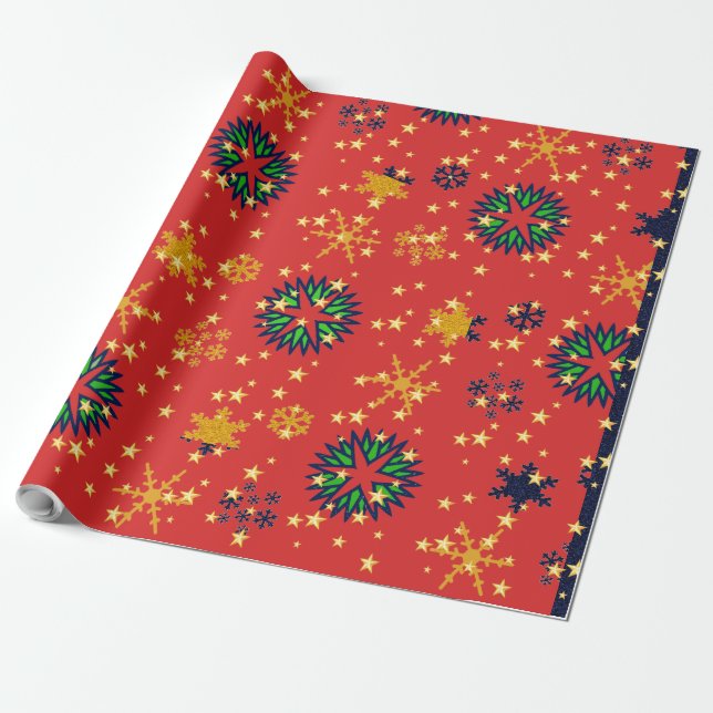 Papel De Regalo Copos de nieve coloridos - (Desenrollado)