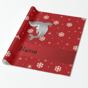 Papel De Regalo Copos de nieve conocidos personalizados del rojo
