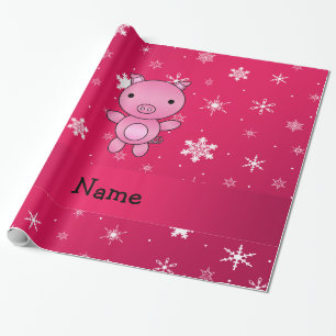 Papel De Regalo Copos de nieve conocidos personalizados del rosa