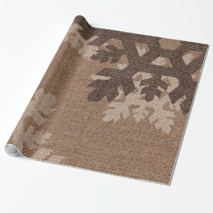 Papel De Regalo Copos de nieve contra la arpillera rústica - moda