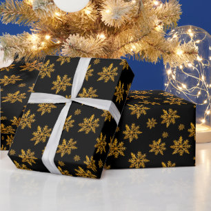 Papel De Regalo Copos de nieve de cristal dorado de Navidad sobre 