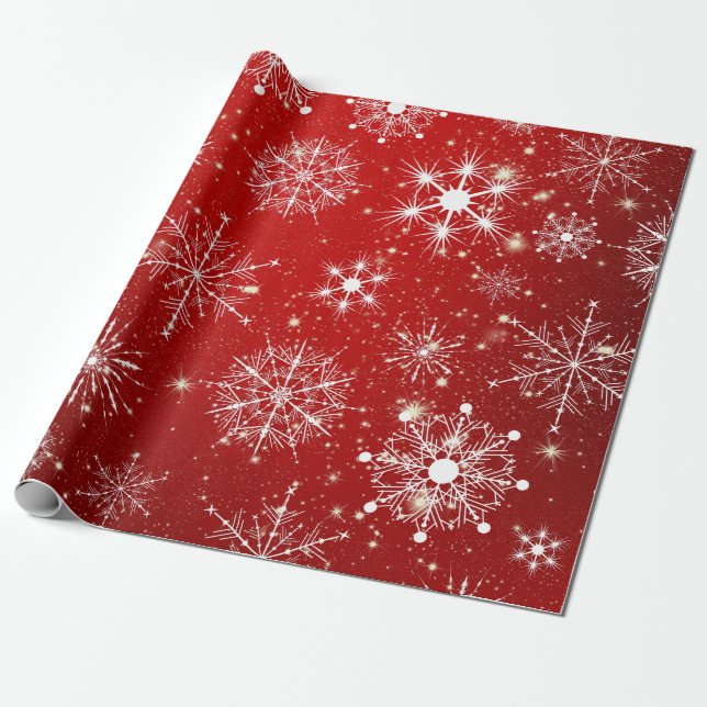 Papel De Regalo Copos de nieve de diversos colores blancos (Desenrollado)