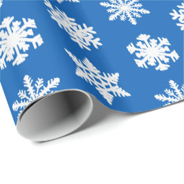 Papel De Regalo Copos de nieve de Ikat - azul y blanco de cobalto