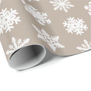 Papel De Regalo Copos de nieve de Ikat - moreno de color topo y