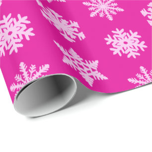 Papel De Regalo Copos de nieve de Ikat - rosa del fucsia y del