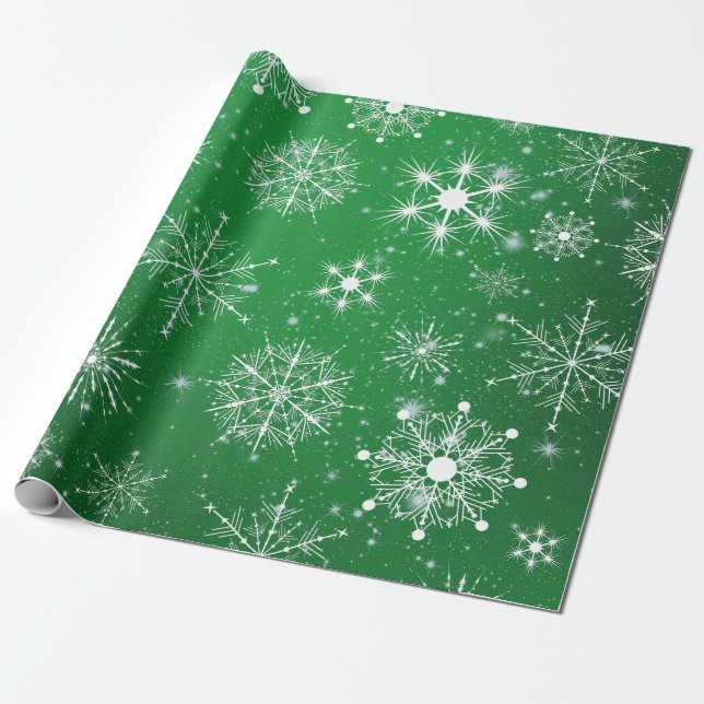 Papel De Regalo Copos de nieve de los Navidades blancos variados (Desenrollado)