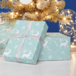 Papel De Regalo copos de nieve de mar de ciervo verde