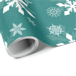 Papel De Regalo Copos de Nieve de Navidad Azul Teal