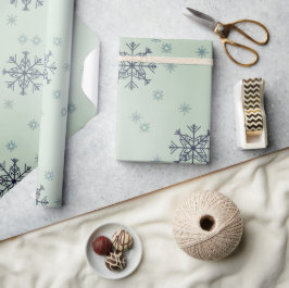 Papel De Regalo Copos de nieve de Navidad de invierno Verde
