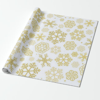 Papel De Regalo Copos de nieve de oro