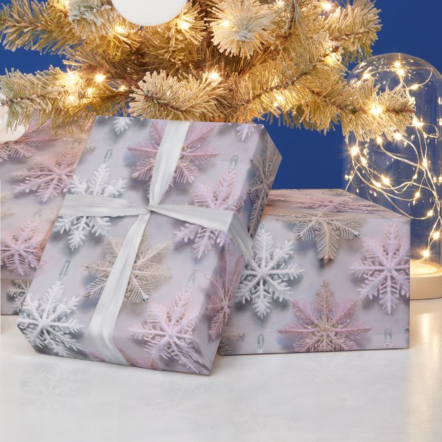 Papel De Regalo Copos de nieve de Pastel 3D (Vacaciones)