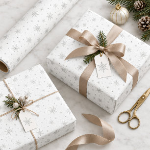 Papel De Regalo Copos de nieve de plata en ID1334 blanco opcional