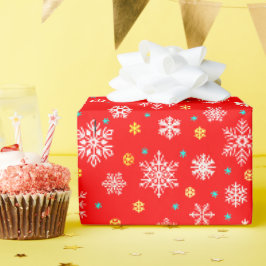 Papel De Regalo Copos de nieve de varias formas rojo elegante fest