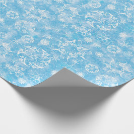 Papel De Regalo Copos de nieve del invierno en azul claro