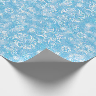 Papel De Regalo Copos de nieve del invierno en azul claro