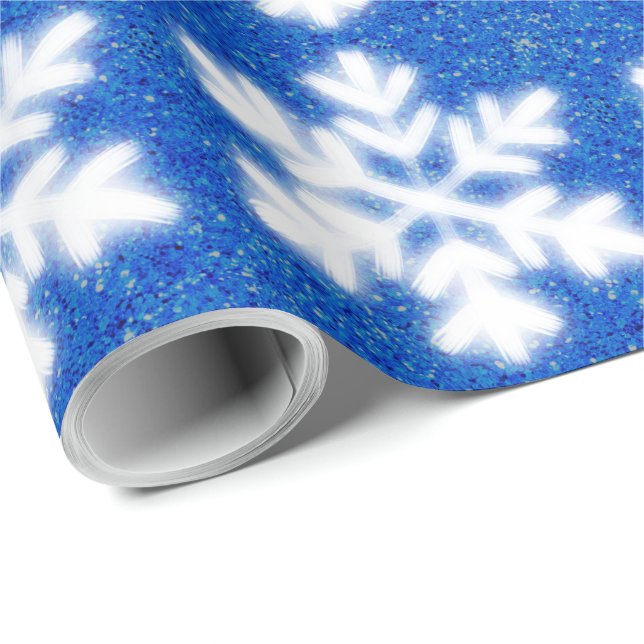 Papel De Regalo Copos de nieve del Polo Norte azul y escarpado | n (Esquina del rollo)