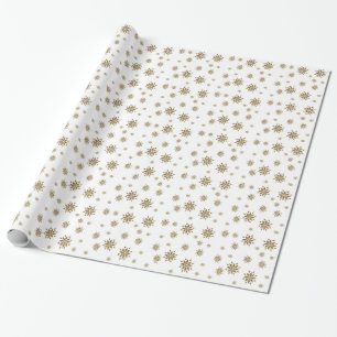 Papel De Regalo Copos de nieve dorados