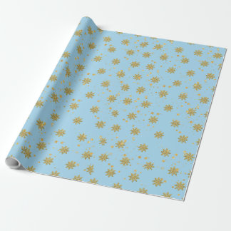 Papel De Regalo Copos de nieve dorados