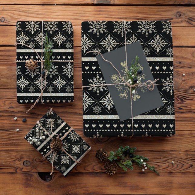 Papel de regalo Copos de Nieve Dorados (Subido por el creador)