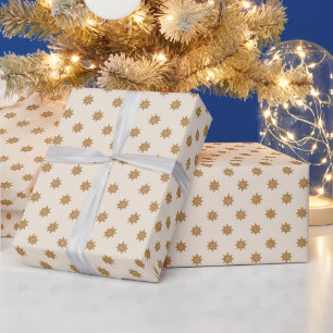 Papel De Regalo Copos de nieve dorados elegantes Navidad