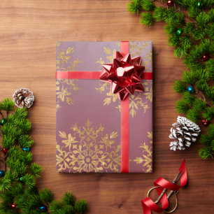 Papel De Regalo Copos de nieve dorados - Navidades guapos